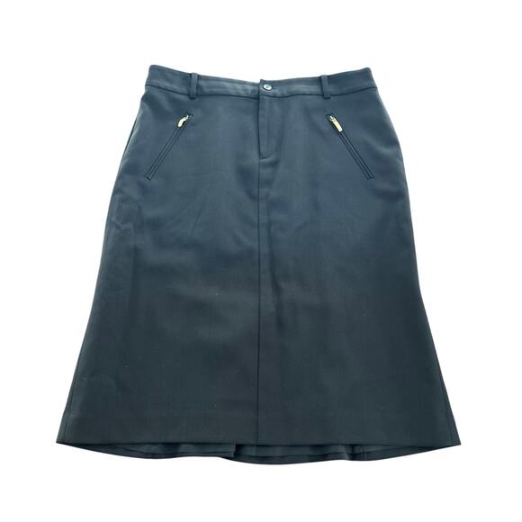 Ralph Lauren Wool Long Black Classic Skirt Zipper Pockets Cute Back Hem Size 10‎ - Picture 1 of 6